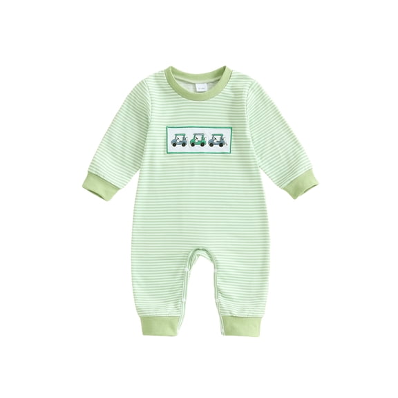 BemeyourBBs Baby Striped Sweatshirt Romper Golf Cart Crewneck Long Sleeve Jumpsuit