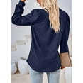 thumbnail image 5 of Blouses for Women Dressy Casual V-Neck Long Sleeve Womens Tops with Puff Sleeves Navy Blue M, 5 of 8