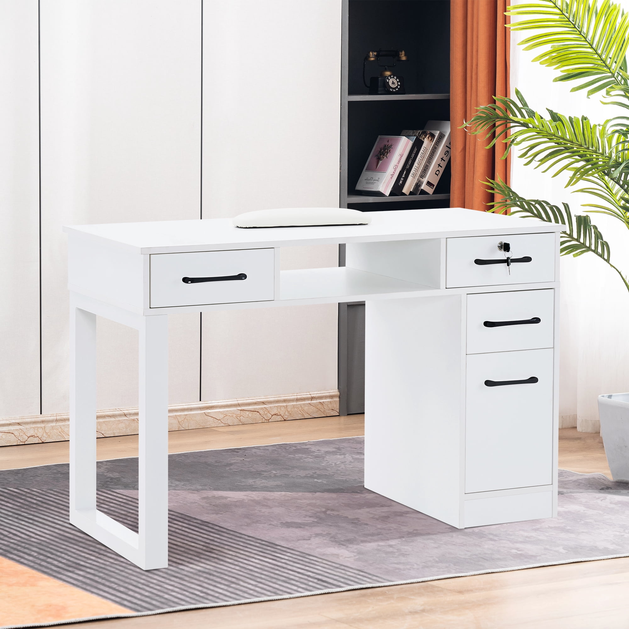 BarberPub Makeup Vanity Desk with Drawers, Manicure Table with Storage  Cabinet