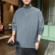 thumbnail image 3 of Sudaderas para hombre Top sin capucha sólido cuello redondo ropa de hombre azul cuello redondo jersey suelto estilo coreano ofertas sudadera, 3 of 5