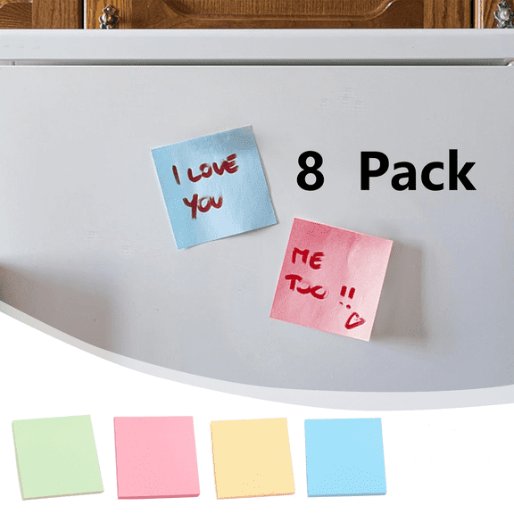 FEOLGEHLY Sticky Notes 3x3, 8 Pads (100 Sheets/Pad) - Semi Transparent Sticky Notes, Pastel Sticky Notes, Self-Stick Note Pads Notes for Office Home, Memo Notes, Journals & Planning (Green)
