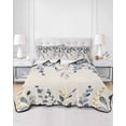 thumbnail image 2 of Full Size Quilt Bedding Set, Blue Grey Eucalyptus Reversible Summer Quilt 3 Pieces, Farmhouse Weeping Leaves on Linen Lightweight Bedspreads Coverlets with 2 Pillow Shams for All Seasons, 2 of 5
