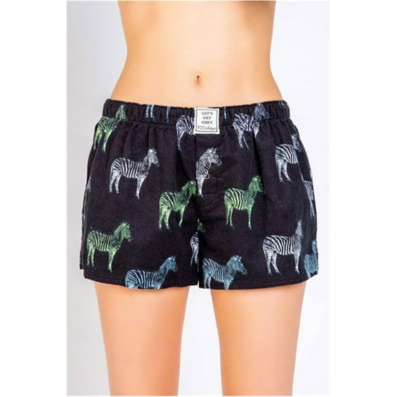 P.J. Salvage Womens Zebras Pajama Shorts, Black, Medium