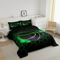 thumbnail image 3 of Erosebridal Neon Basketball Bedding Full Comforter Set, Gradient Green Hexagon Duvet Insert, Reversible 3pcs, 3 of 7