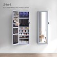thumbnail image 3 of 6 LEDs Mirror Jewelry Cabinet 47.2-Inch Tall Lockable Wall/Door Mounted Jewelry Armoire Makeup Perfume Holder Organizer with Mirror Makeup Perfume 2 Drawers Gray, 3 of 7
