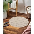 thumbnail image 6 of 12x12 Tufted area rug, Cream color, Woolen carpet, Handmade, Geometric rugs, Round shape, Bed, Living, room, 6 of 6