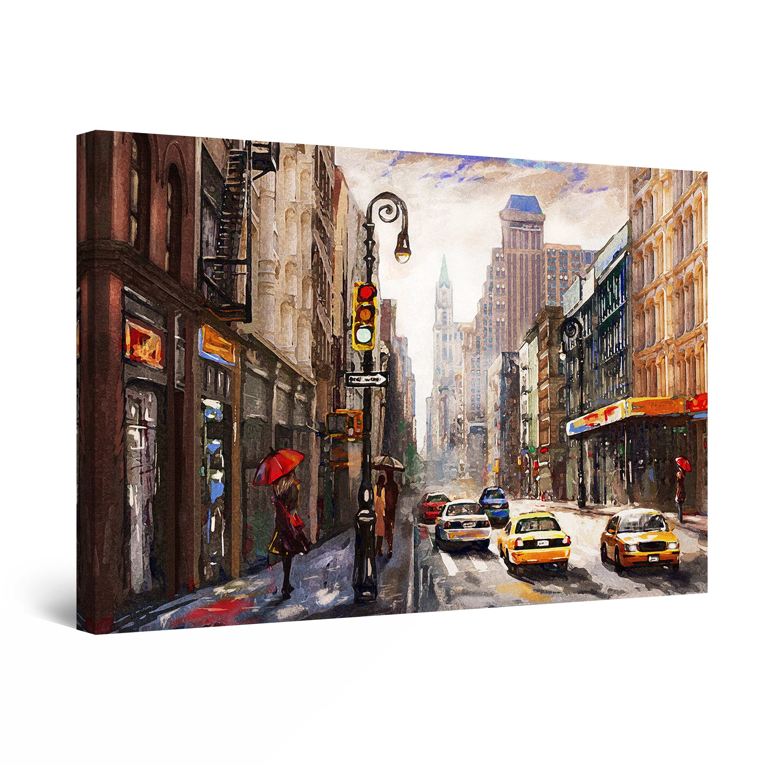 Startonight Canvas Wall Art Abstract New York Street Taxi Painting ...