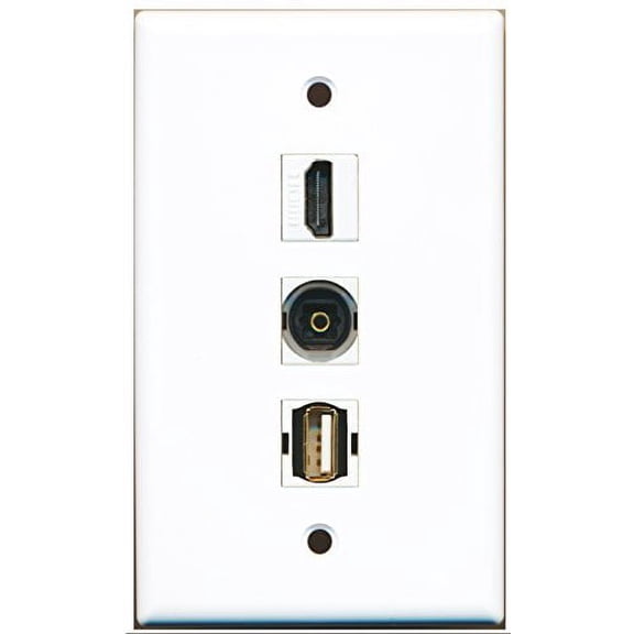 RiteAV - 1 Port HDMI and 1 Port USB A-A and 1 Port Toslink Wall Plate