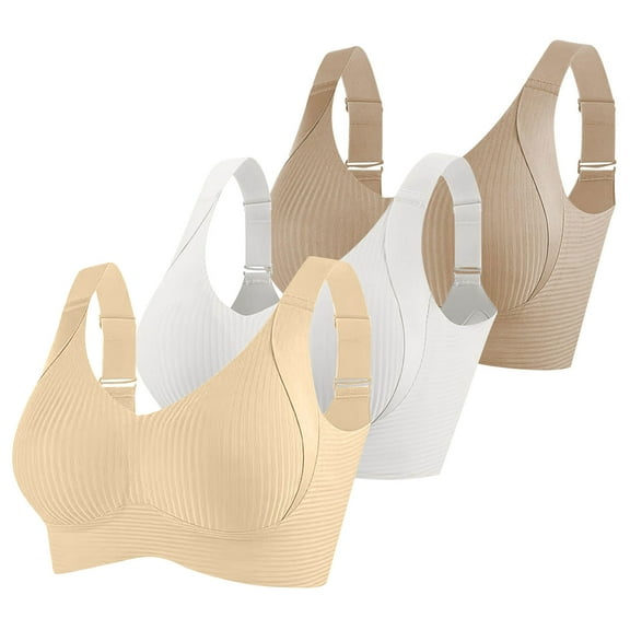 3PC Womens Sports Bras High Support , Women Fashion Sports Bra Underwear Bra Everyday Underwear New Lightly Padded Bra Style B-65 White XL