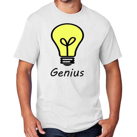 Men's Genius Lightbulb T-shirt, Large White - TALL