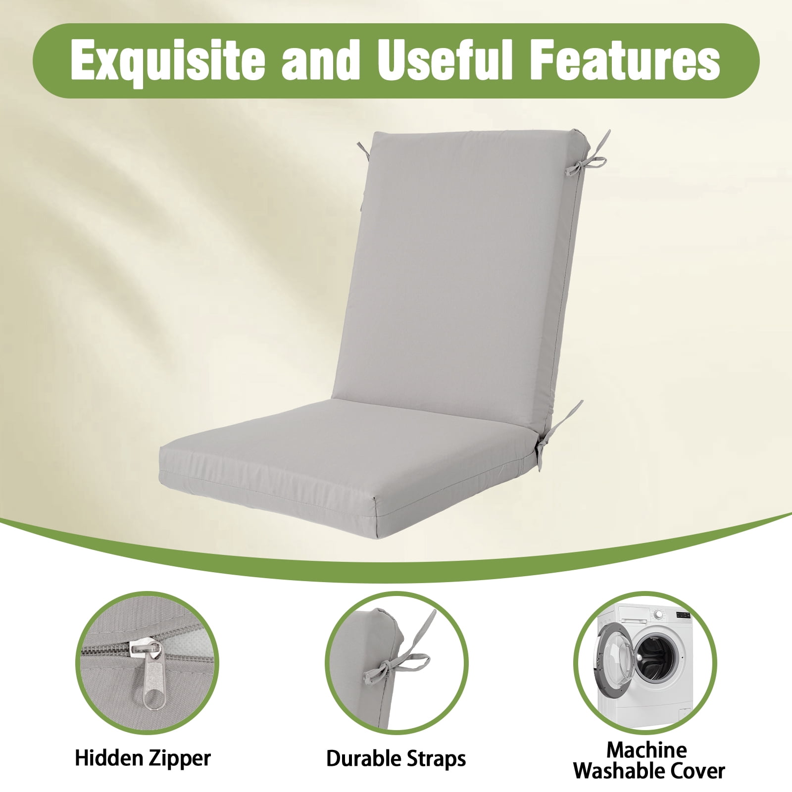 FKS LIFE Outdoor Seat Cushion, 20" x 20" x 4" Patio Furniture Replacement Cushions 2 Set