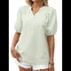 thumbnail image 3 of Blusa de Rayas con Mangas Abullonadas para Mujer, Cuello en V, Corte Holgado, Informal, para Verano, para el Trabajo, Camisa A Rayas Verde XL, 3 of 8