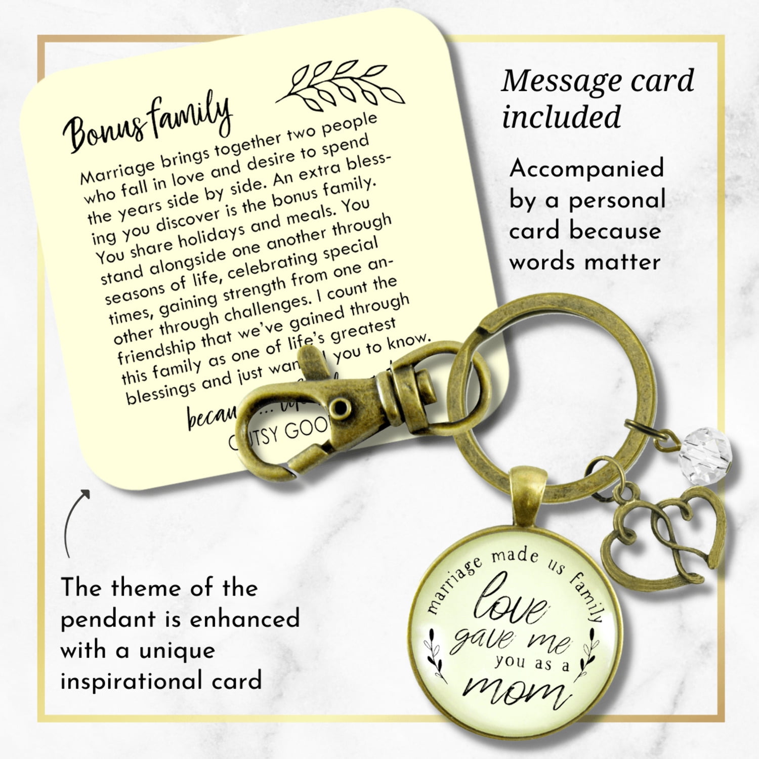 Mother In Law Gutsy Goodness Bronze Keychain Blended Family Step Mom Gift Marriage Made Us Family Adult Jewelry