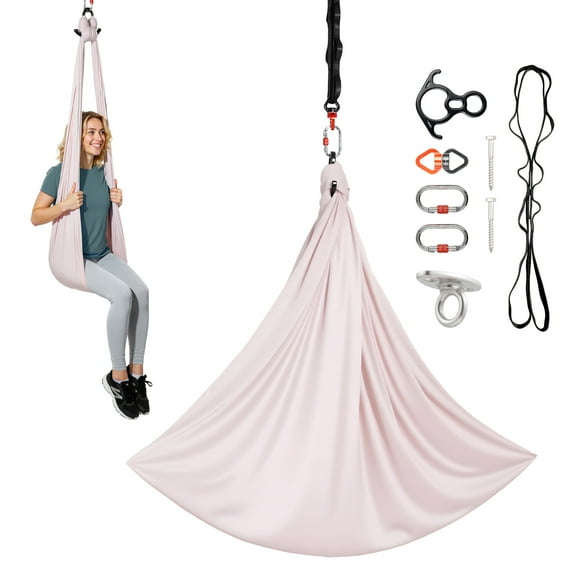 VEVOR Aerial Yoga Hammock, 300 lbs Load Aerial Silk, Yoga Swing with Nylon Fabric, PE Zipper Bag for Parent-Child Interaction, Strengthen Muscles & Improve Practice, Hammock and Swing Combo