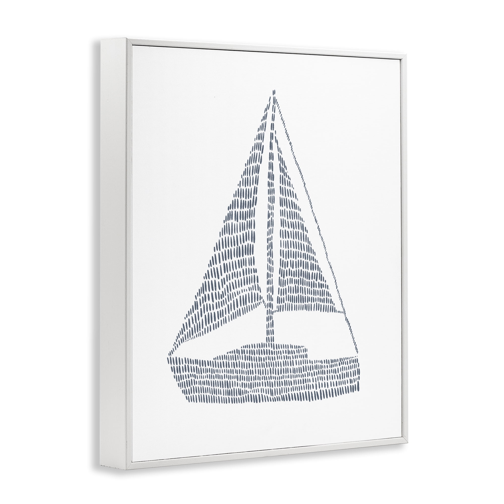 Stupell Industries Minimal Sail Boat Coastal Painting White Framed Art Print Wall Art, 24 x 30