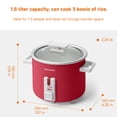 thumbnail image 2 of AsterOutdoor 1.5 Quart Mini Rice Cooker with Steamer, Non-Stick Pot & Dishwasher Safe Glass Lid, Compact for Dorm, Office, Small Kitchens (Red), 2 of 8