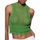 thumbnail image 3 of TRKIYQC Camiseta sin mangas corta de verano verde para mujer, camiseta corta sin mangas de punto de ganchillo abigarrada, chaleco de ombligo delgado informal TRKIYQC  moda, 3 of 10