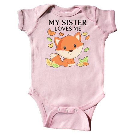 

Inktastic My Sister Loves Me- little fox Gift Baby Boy or Baby Girl Bodysuit