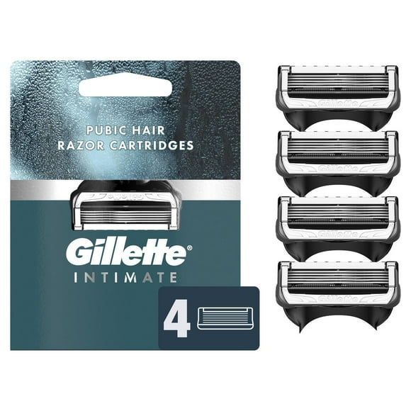 Gillette Intimate Pubic Hair Razor Cartridges, 4 Razor Blade Refills