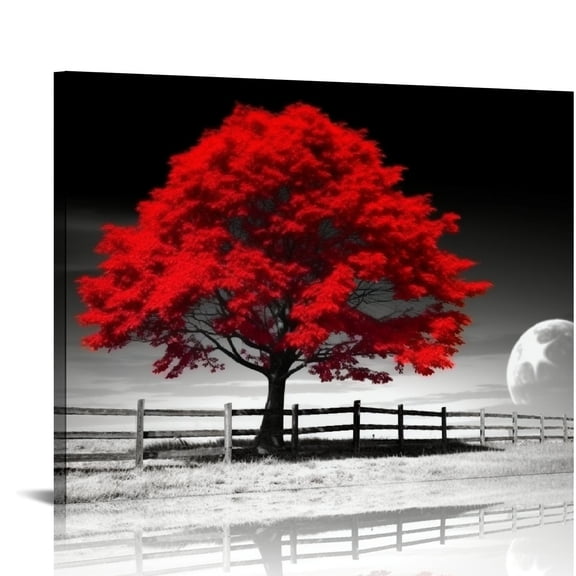 COMIO Wall Art for living Room Landscape Red Tree Canvas Wall Art Modern art decor Canvas print Artwork Contemporary Nature Pictures Painting Giclee Prints