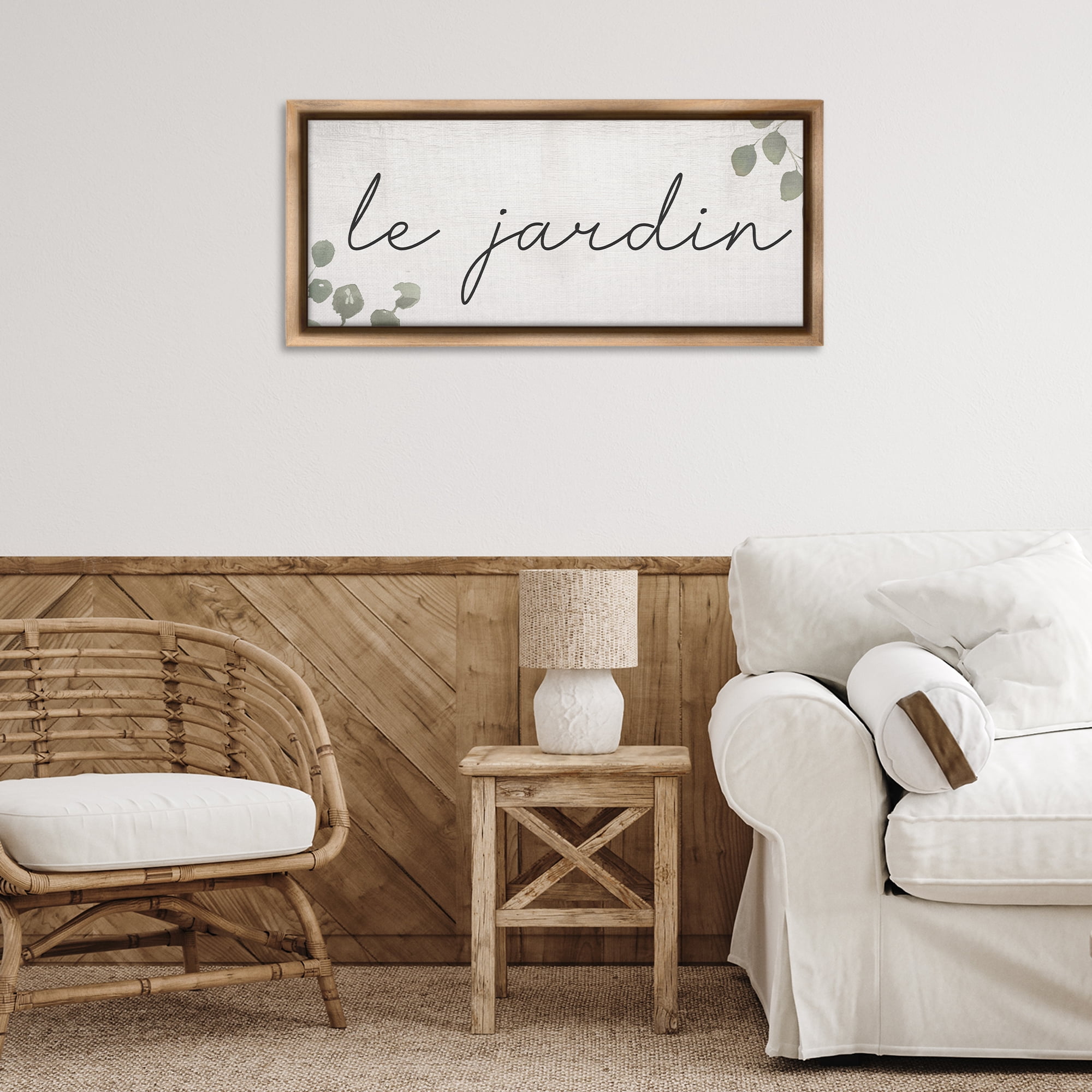 Stupell Industries Le Jardin Garden Plants & Flowers Painting Brown Floater Framed Canvas Art Print Wall Art, 31 x 14
