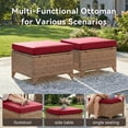 thumbnail image 5 of Unnifurnzi Outdoor Ottoman Set of 2-All Weather Wicker Outdoor Footstool with Removable Cushions Outdoor Olefin Fabric Patio Ottoman for Deck Porch Balcony Garden-Yellow/Red, 5 of 7
