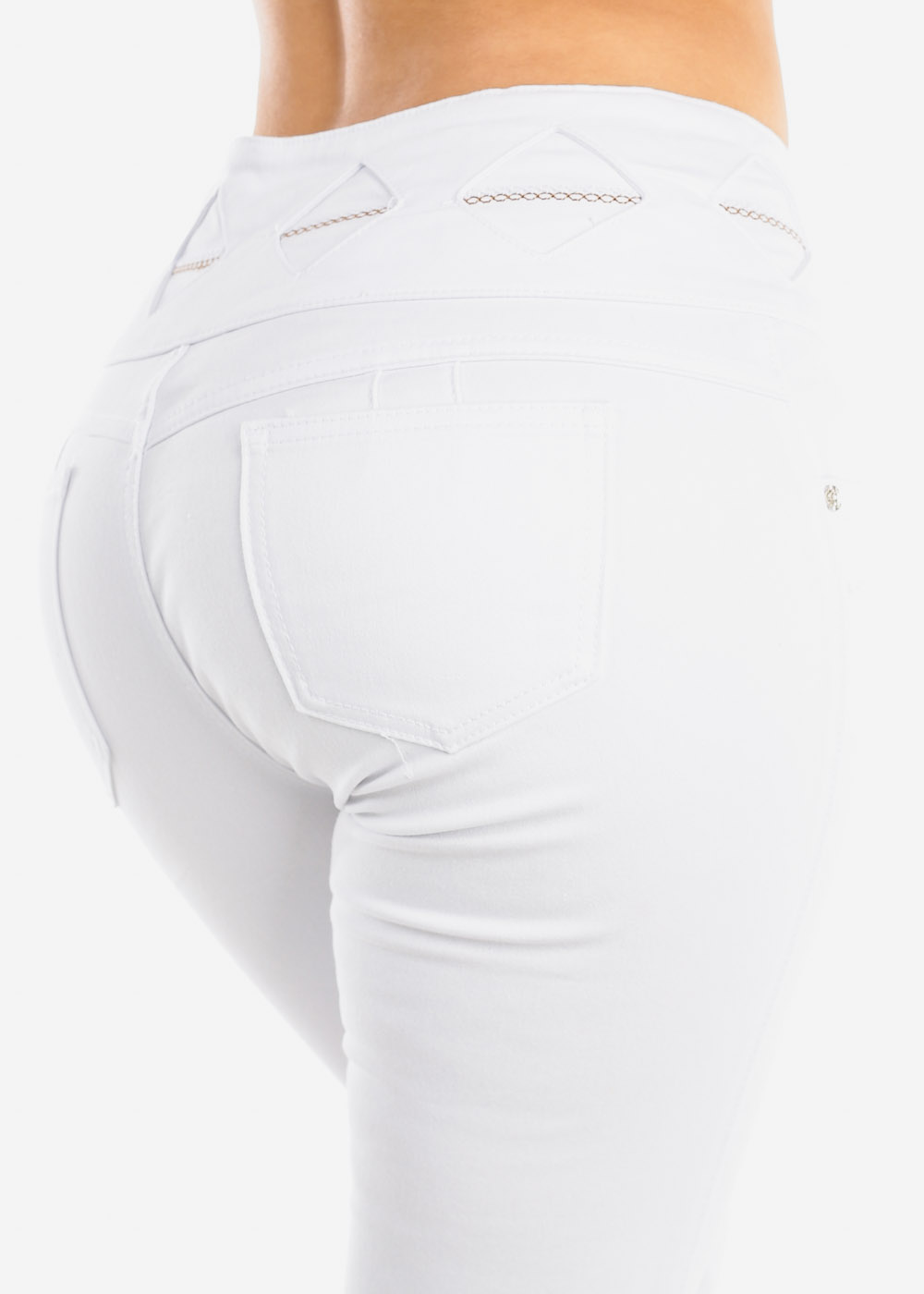 womens white denim capris