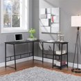 thumbnail image 2 of OSP Home Furnishings Frame Works 57 x 48 Inch L-Shaped Desk with 2 Storage Shelves, Mocha Finish, 2 of 2