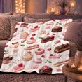 thumbnail image 6 of Sweet French Patisserie Cupcakes Roses Watercolor decorative motif, Playful Food Art Scene, Warm Flannel Blanket for Kitchen and Dining Room, Food Lovers Valentine's Day Gift, Playful Home Decor, 6 of 9
