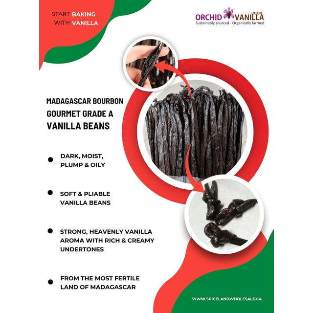 Madagascar Vanilla Beans Grade A (5 oz) - For Baking, Vanilla Extract & Desserts - Non-GMO