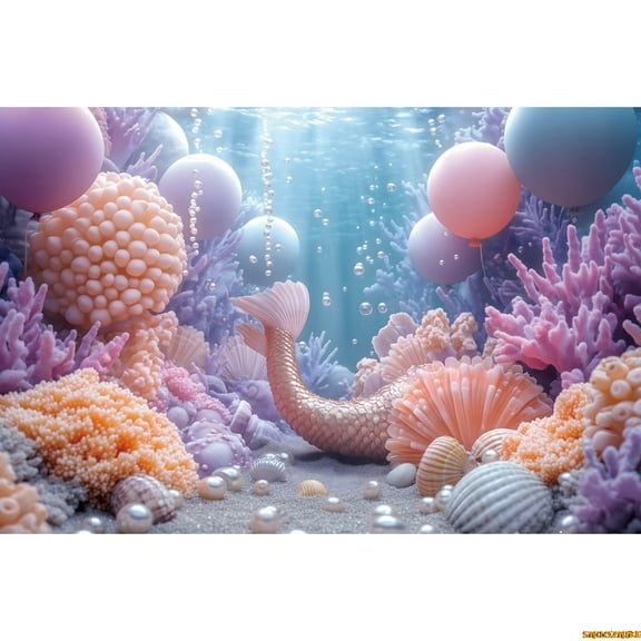 Baby Birthday Underwater World Mermaid Theme Backdrops for Photography Baby Shower Photo Photographic Background r Props