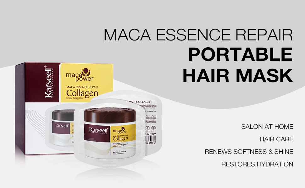 Karseell Collagen Hair Treatment Deep Repair Conditioning Argan Oil Collagen Hair Mask Essence for Dry Damaged Hair All Hair Types 10ml/ 0.34oz24 packs