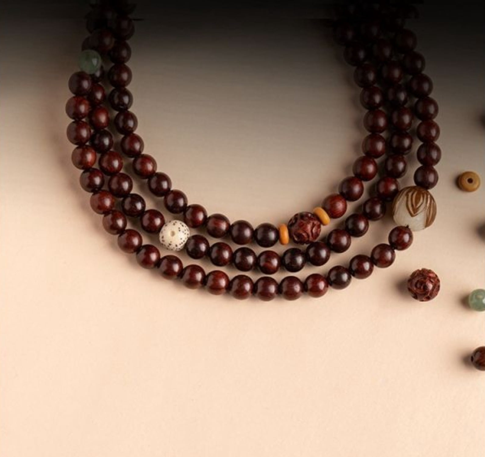 Rosewood Phone Lanyard Lotus Carved Adjustable Neck Strap Buddhist Jewelry Spiritual Gift