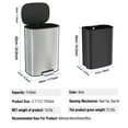 thumbnail image 3 of KTENME 50L/13Gallon Hands-Free Trash Can Fingerprint-Resistant Stainless Steel Step Pedal Trash Can With Quiet-Close Lid For Home Office, 3 of 8