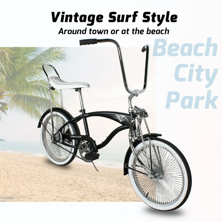 Tracer Hyena Classic Beach Cruiser Bike City Bike Lowrider Springer Fork Bike Retro Banana Seat High Rise Handlebar Coaster Brakes 20 inch Wheels