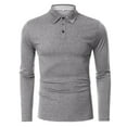 thumbnail image 1 of Pompotops Mode Hommes Chemise à Manches Longues Col Rabattu Boutons Automne Décontractée en Solde, 1 of 5
