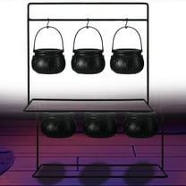 3 Pack Witches Cauldron Serving Bowls on Rack Halloween Cauldron Set for Candy Snacks and Party Decor Indoor Outdoor Kitchen Halloween Decorations for Trick or Treat and Spooky Themed Parties