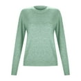 thumbnail image 3 of YAYUBA Women Cotton Knitted Sweater Temperament Crew Neck Top Breathable Versatile Pullover Winter Sweaters,Green,XXXL, 3 of 5