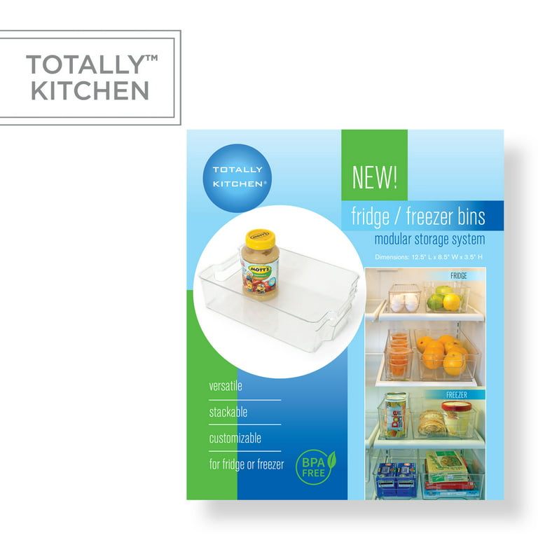 Totally Kitchen Clear Plastic Stackable Storage Bins with Handles