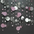 thumbnail image 4 of 3Pcs 13ft Circle Dot Star Paper Hanging Garland Streamer Kit Bunting Glitter Banner Backdrop Christmas Birthday Wedding Party Decor, Pink&Sliver, 4 of 8