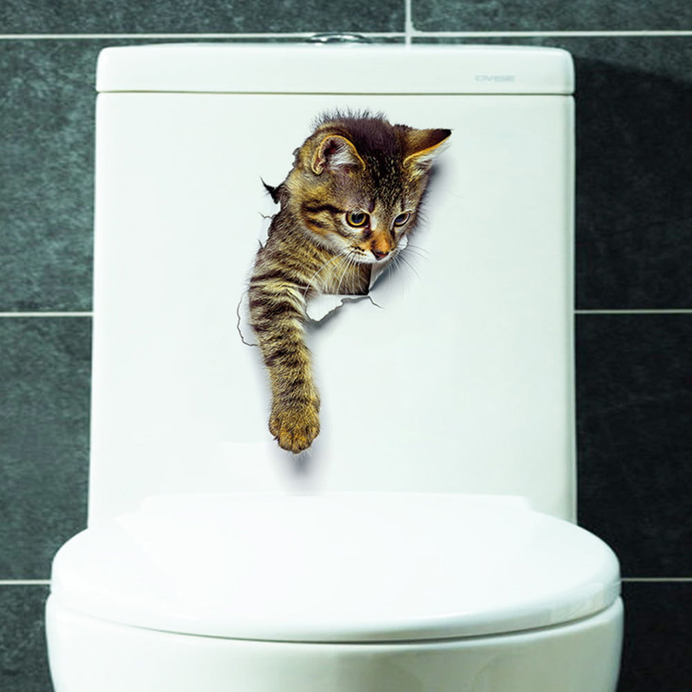 A Fun Cat Emoji Themed for Cat Lovers SSTR 6PCS Cat Sticker for Walls Laptop Cars Fridge Toilet Bedroom Bathroom Kitchen Animal 3D Wall Decals Decoration 