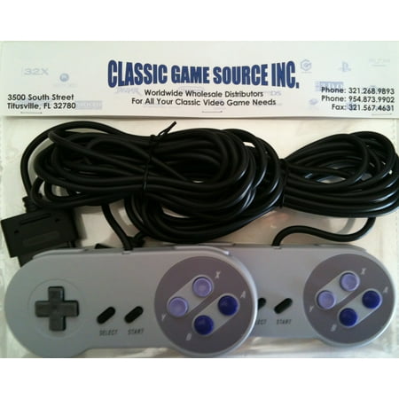 Two Replacement Controllers with 11 Foot Cord for SNES Nintendo 16 Bit System by Classic Game Source (Best Obscure Snes Games)