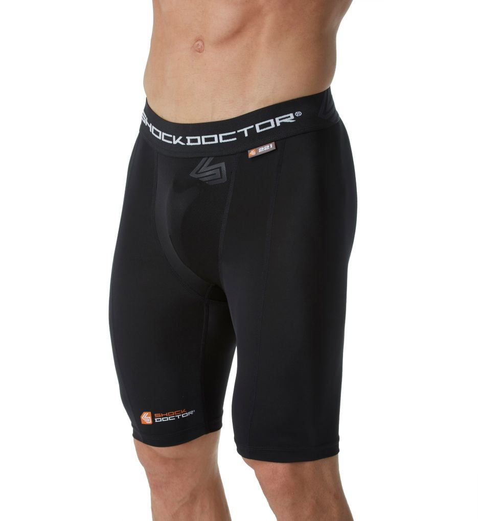 SHOCK DOCTOR 221 Black Compression Shorts with BioFlex Cup Size Small 