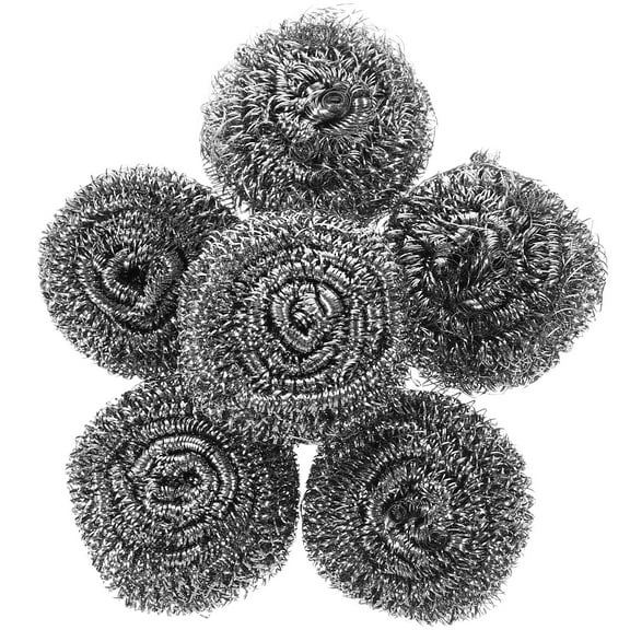 6 Pcs Household Cleaning Scrubber Sponges for Kitchen Steel Wool Stainless Wire Metal Dish Tableware
