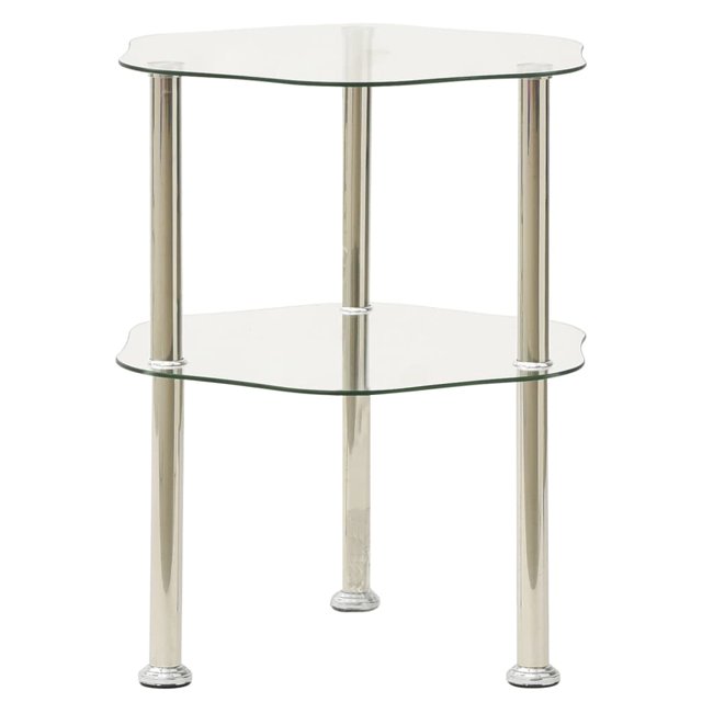 vidaXL Table d'Appoint à 2 Niveaux Transparent 38x38x50 cm Verre Trempé