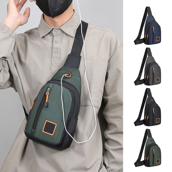 Mens Waterproof Chest Bag Crossbody Sling Backpack – Large Capacity Multi Pocket Shoulder Bag, High Density Fabric, Adjustable Strap, Travel Work Outdoor