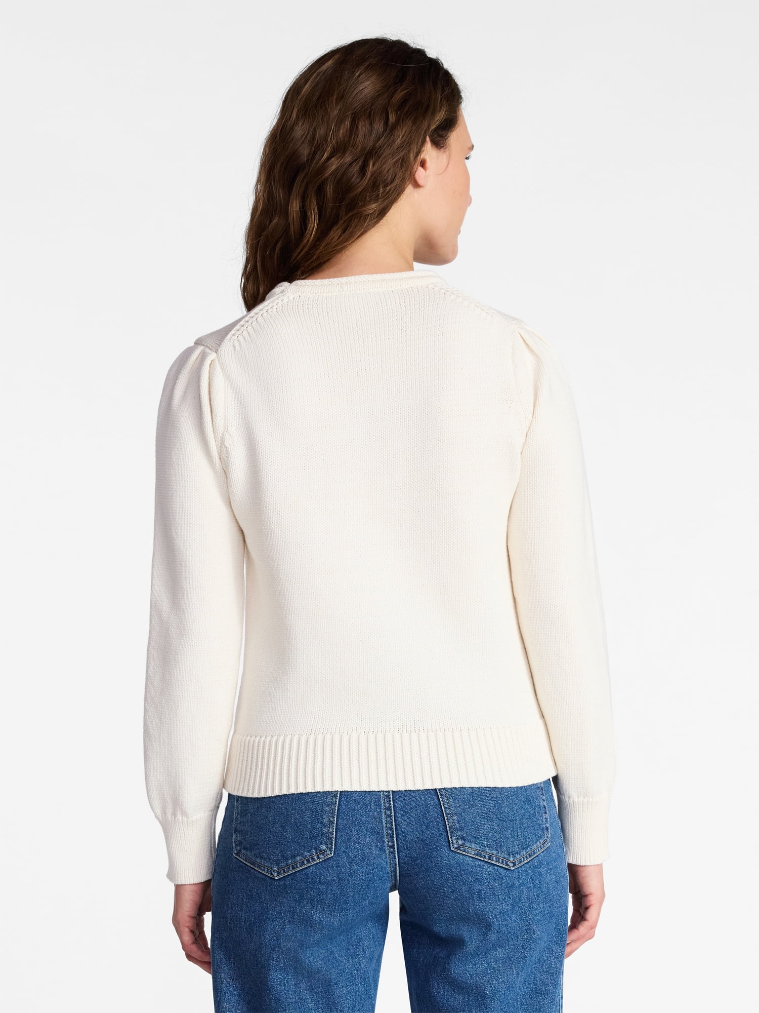 Time and Tru Women's Crewneck Sweater with Long Sleeves, Sizes XS-XXXL