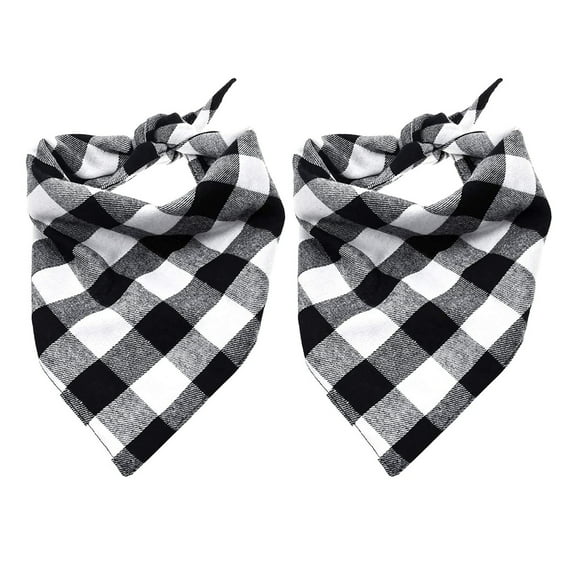 2 Pack Dog Bandana, Christmas Classic Buffalo Plaid Pattern with Tassels Edges Bandana, Pets Scarf Triangle Bibs Kerchief Bandana Costume Accessories for Small Medium Large Dogs Cats
