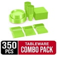 thumbnail image 2 of Exquisite 350-Piece Lime Green Plastic Disposable Party Tableware Combo Set, 2 of 11