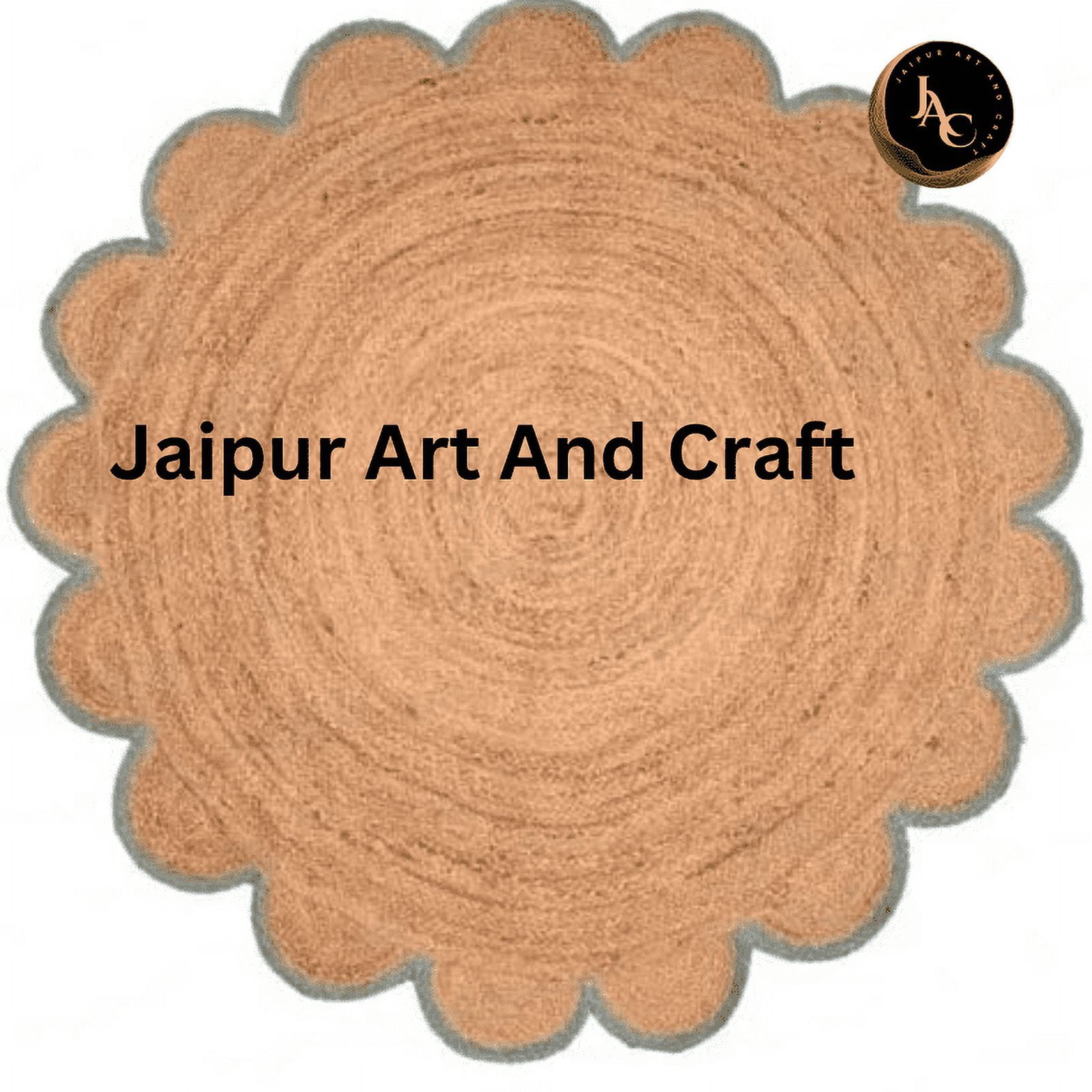 Jaipur Art And Craft Round Jute Area Rug Bohemian Style Indian Natural Fiber Handmade Solid Pattern (7x7 Sq Ft)
